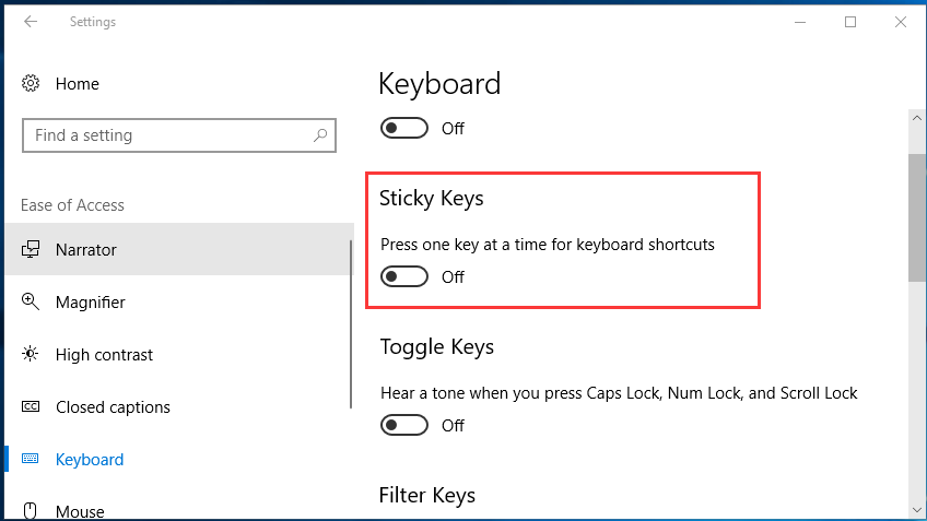 Turn Off Sticky Keys on Windows 10 Easily [with pictures] 